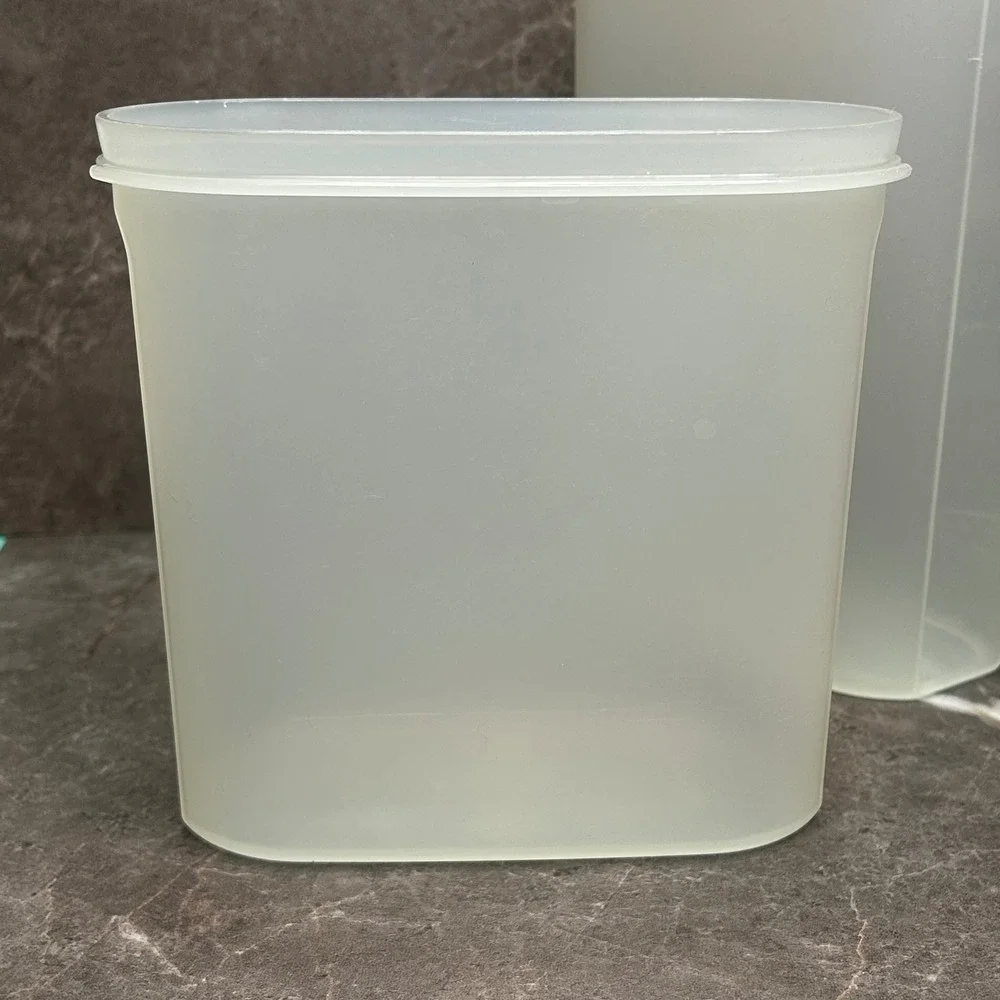 Tupperware Modular Mates Oval Canisters Set of 2 Clear with only one Green Lid